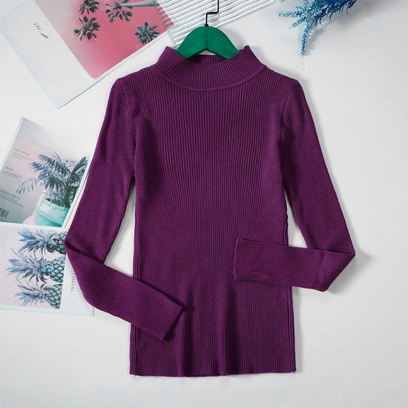 New Autumn Long Sleeve Base Knitted Sweater Women Winter Fashion Half High Collar Pullover Women Sweaters Vintage Slim Fit Solid Casual Knitwear 24970