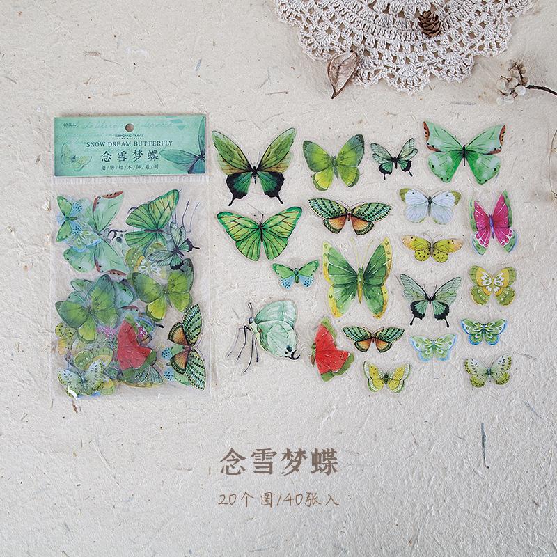 40 pcs Insect wing specimen pattern PET sticker hand tent material decorative background paper DIY Junk Journal Supplies