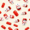 Medium Square False Nail Christmas Acrylic Nail Snowman Full Cover Stick On Nail White Snowflake Press On Nail