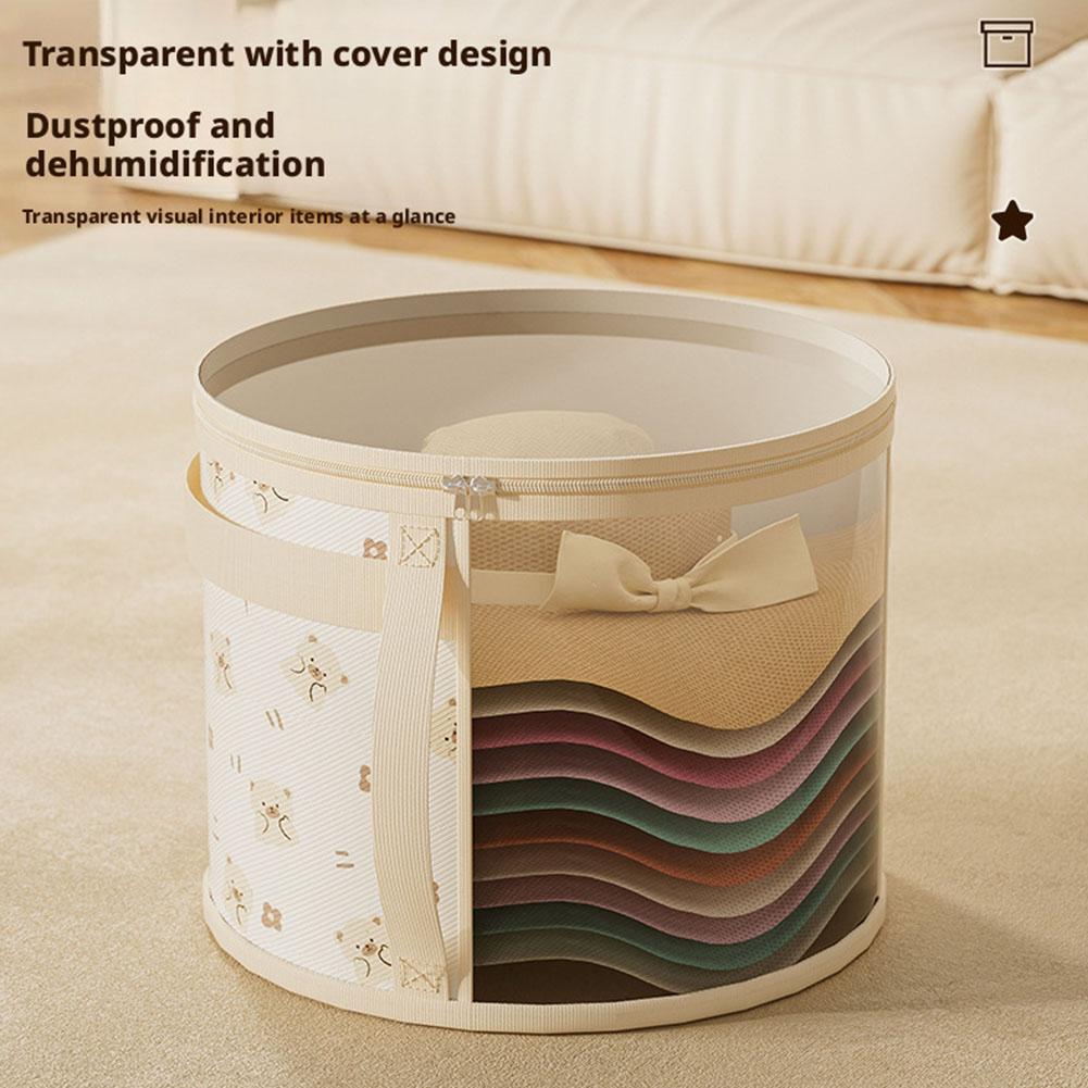 Hat Storage Bucket, Clothing Hat Travel Organizer, Bag Brim Clear And Round Handle Foldable Storage Window With Hat P6W3