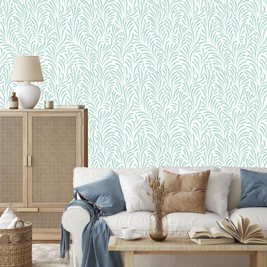 Delicate leaves wallpaper in retro style for living room and bedroom 50x1000