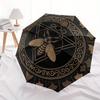 Golden Bee Symbol Circular Rug - Decorative Spiritual Design Umbrella, Portable 3-Fold Compact Umbrella for Men & Women R143