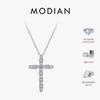MODIAN D Moissanite Necklace 925 Silver Sparkling Cross Link Chain Pendant Necklaces For Women Fine Jewelry