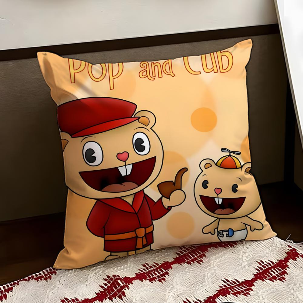 Anime HHappy Tree FFriends Kissenbezug Wendbar Weich Langlebig Kissenhülle Zuhause Auto Mehrzweck für täglichen Komfort