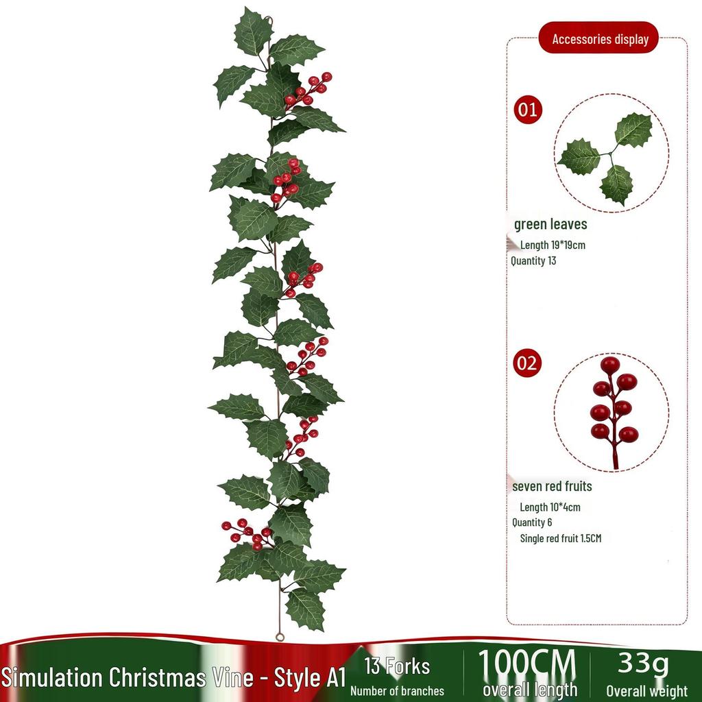 Red Berry Christmas Vine Home Decoration - Festive Party Garland