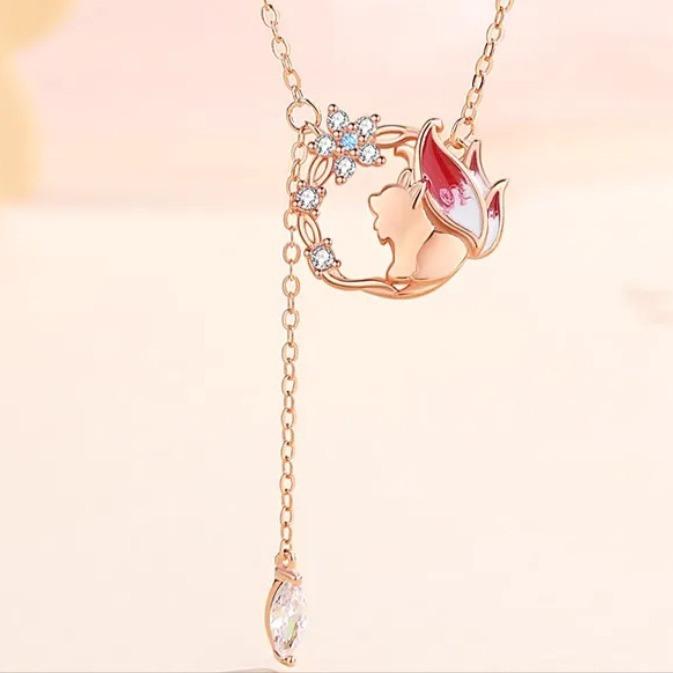 Cute Nine-Tailed Fox Fringed Pendant, Little Fox Necklace, High-Value Light Luxury Collarbone Chain, Versatile Temperament Neck Chain