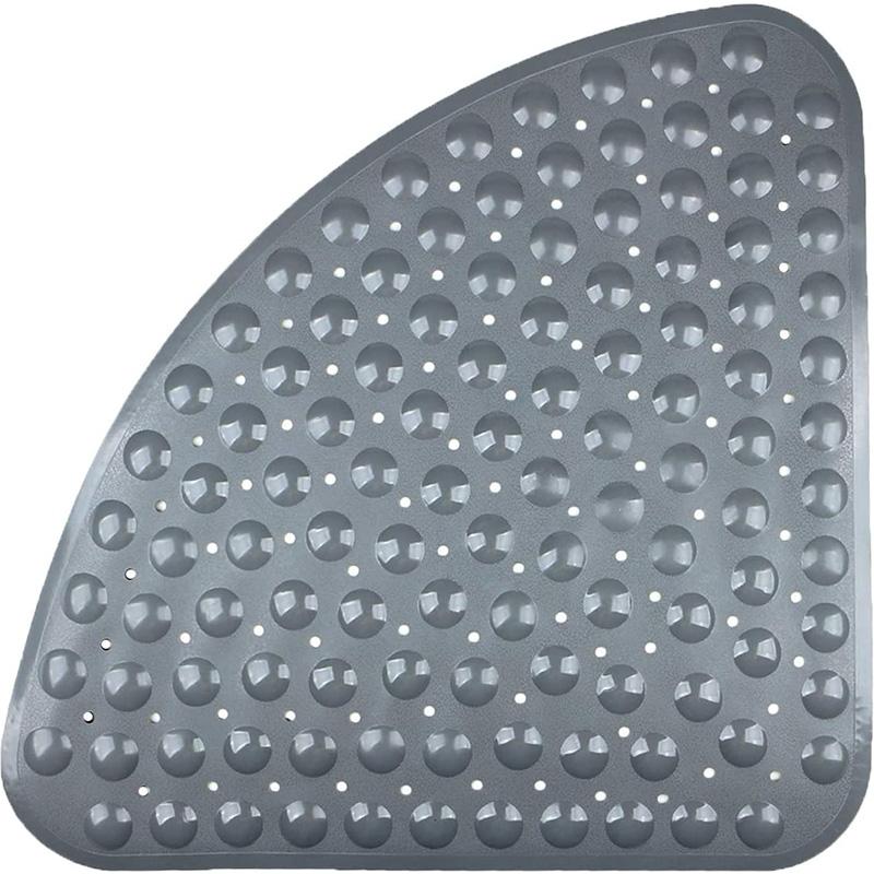 Corner Triangle Sector Non-Slip Shower Mat Machine Washable with Suction Cups Safe Durable Bath Mat for Bathroom Toilet Floors