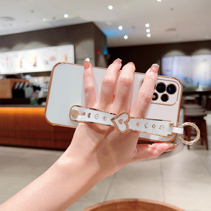 Applicable To Samsung A53 Side Love Wristband Bracket Mobile Phone Case S24ULTRA Electroplating Anti-drop S23U Soft Protection