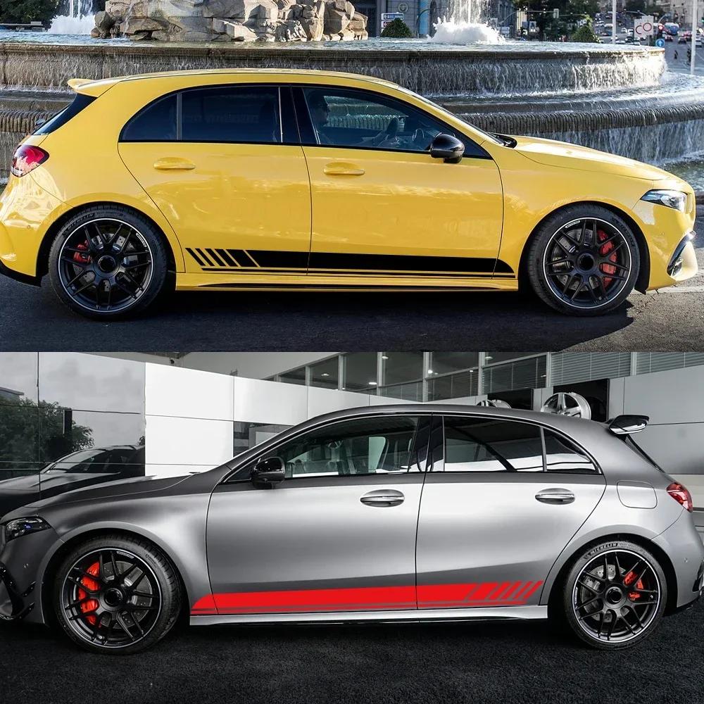Car Hood Decal Side Stripes Skirt Sticker For Mercedes Benz A Class A45S W177 V177 A35 A45 W176 AMG DIY Decoration Accessories