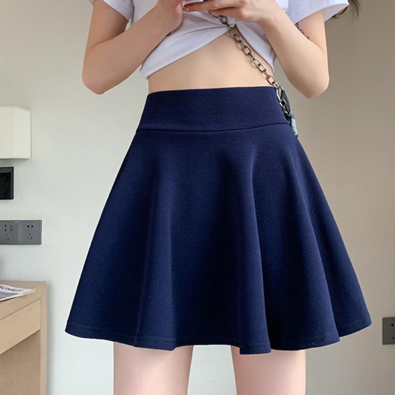 Bubble Short Skirt New Women's Large-size Skirt Women's Anti-exposure Korean High-waisted Sun Skirt Lined with Pleated Skirt