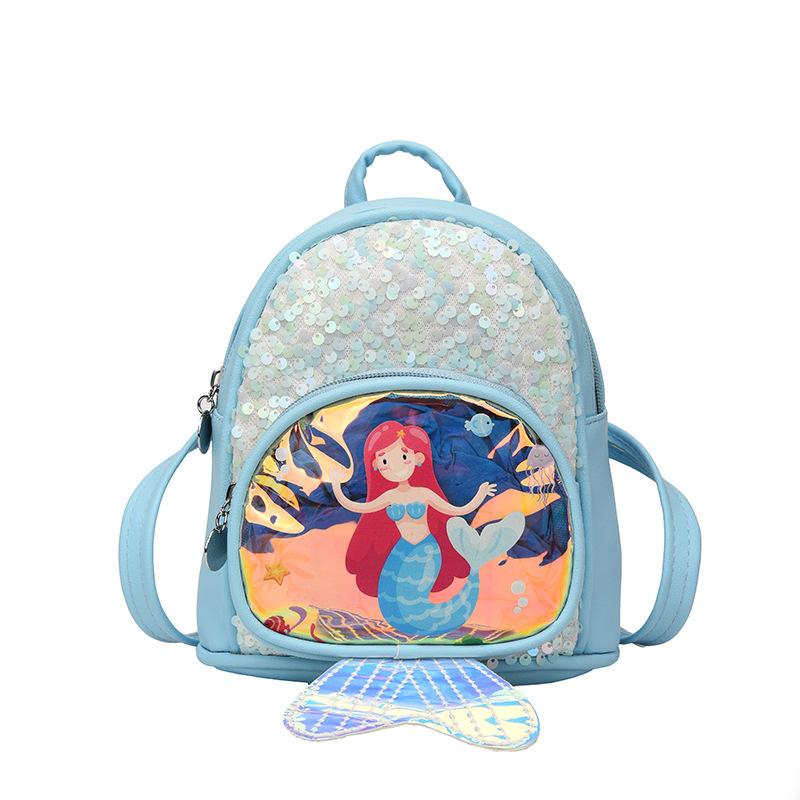 Glitter Mermaid With Small Tail Childrens Backpack Adjustable Shoulder Straps