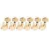Musiclily Pro R15J Locking Gear Square for Electric Gold 6-in-line Left-Handed Tuners, 151 Ratio, Button, Stratocaster/Telecaster Guitars,