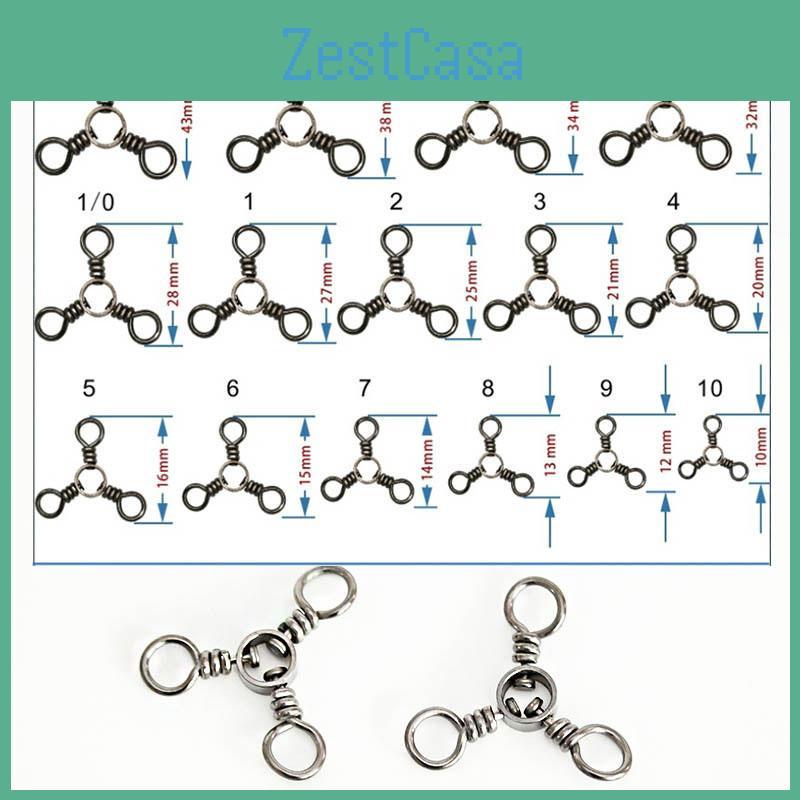 High-quality 100pcs Fishing Swivels 3 Way Barrel Cross-line Swivels Rolling Fishing Tackle