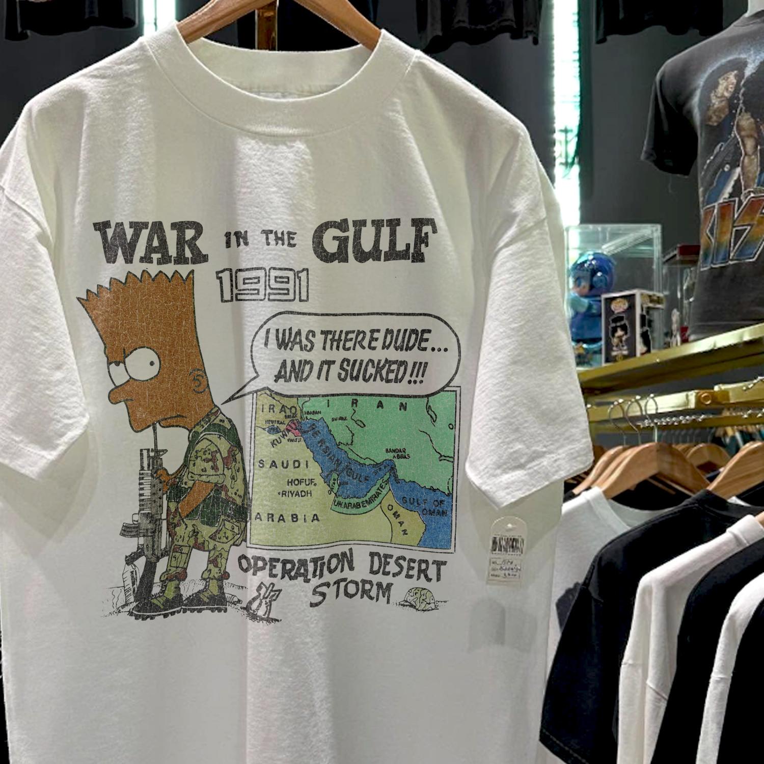 1991 Bootleg Bart Goes To War Promo T-Shirt White XXL 3XL