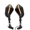 Universal Motorcycle Rearview Mirror with LED Turn Signal for Street Bikes, Cruisers, and Scooters