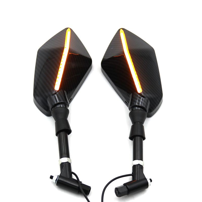 Universal Motorcycle Rearview Mirror with LED Turn Signal for Street Bikes, Cruisers, and Scooters