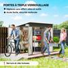 Capanno da Giardino in Metallo 7,5 x 4,3 piedi, Capanno da Esterno Impermeabile con Tripla Porta Bloccabile, Guanti, Prese d'Aria, Grigio Chiaro