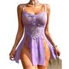 Damen Nachtwäsche Spaghettiträger Kleid Transparent Sexy Nachthemden Spitze Pyjama Sexy Set Lingerie