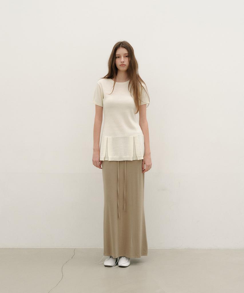 Loutaideu Half Sleeve Flare Knit [Ivory]