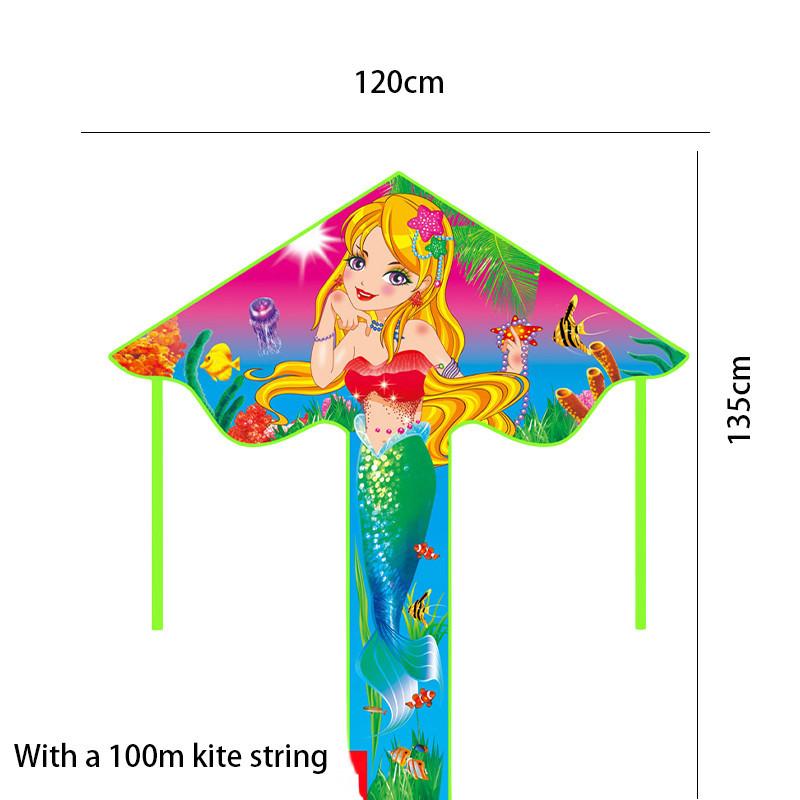 High Quality Polyester Triangular Kite With Long Tail Underwater Series Dolphin Mermaid Kite For Easy Flying