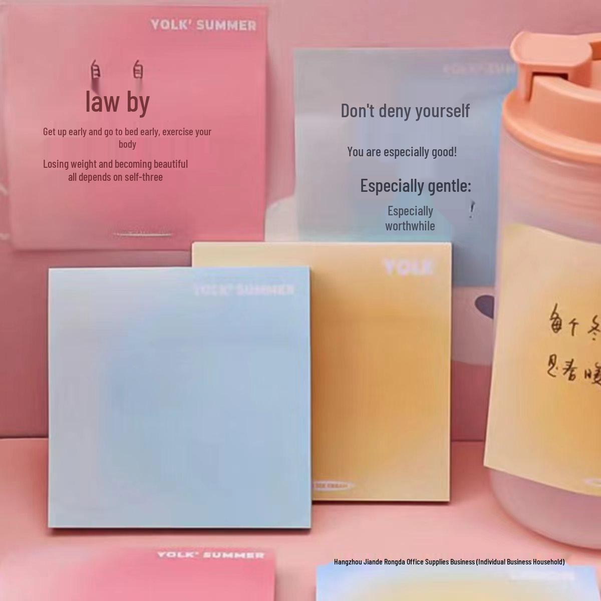 Summer Gradient Sticky Notes - Egg Yolk Hue, Student-Style Notepad Random Style (1 pc)