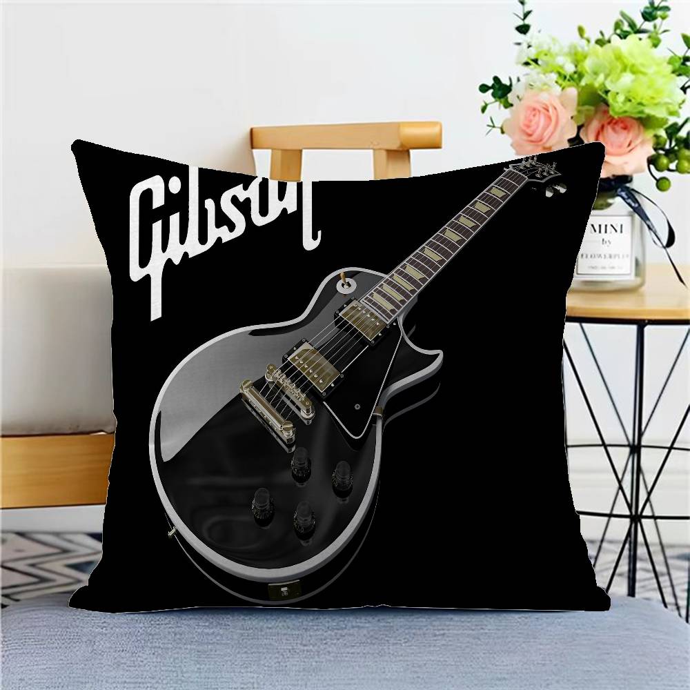 Gibson Guitar Logo Cushion Cover Pillowcase Upholstery Sofa Throw Pillow Home Decor Pillowcas