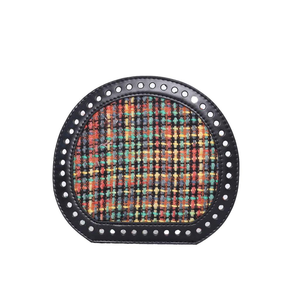 HyunA DIY Semi-Circular Knitted Bag Base with Leather Plate, 19x17cm, Handbag Accessory