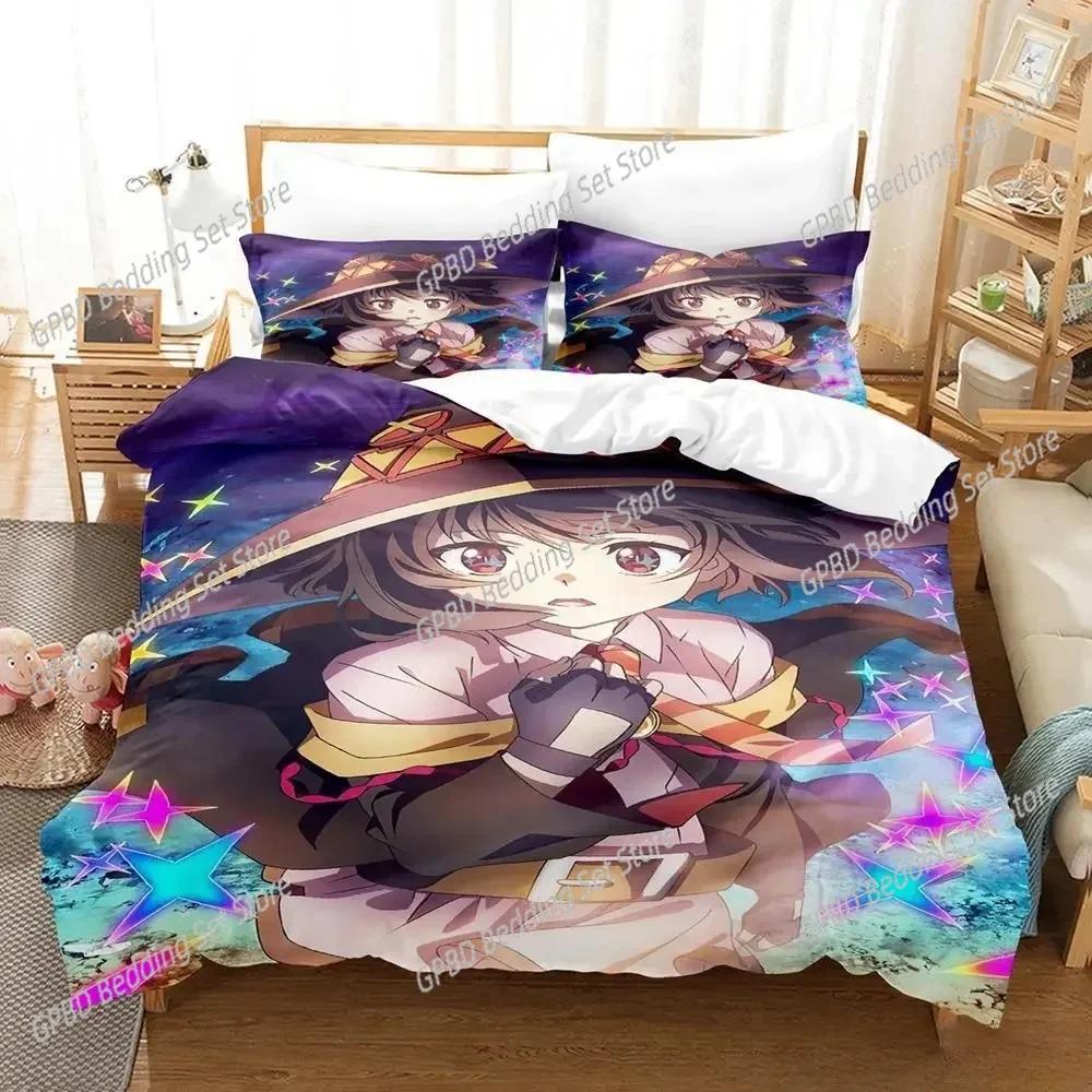 Kawaii Konosuba Cartoon Anime Bedding Set For Bedroom Soft Modern Bedspreads Comefortable Duvet Cover Quilt Cover And Pillowcase