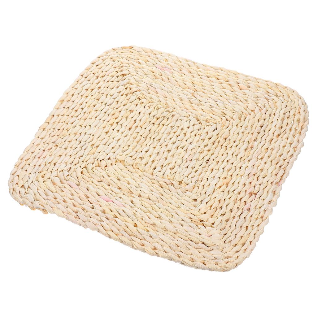 Breathable Straw Yoga Floor Pillow Handmade Woven Sitting Mat for Meditation Bed Pillow Indoor Outdoor Relaxation Pad