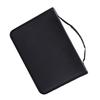 1pc Large Capacity PU Leather Fabric Pencil Case Zipper Pen Bag (Black)