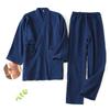 Spring and Summer Men's Yukata Japanese Kimono Pajamas Cotton Yarn Crepe Three-quarter Sleeve Trousers Home Service Suit