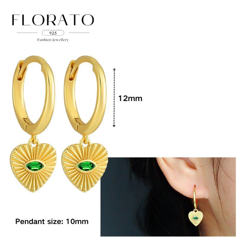 Evil Eye 925 Silver Ear Needle Exquisite Shell Zircon Retro Geometric Pendant Earrings for Women Fashion Party Jewelry