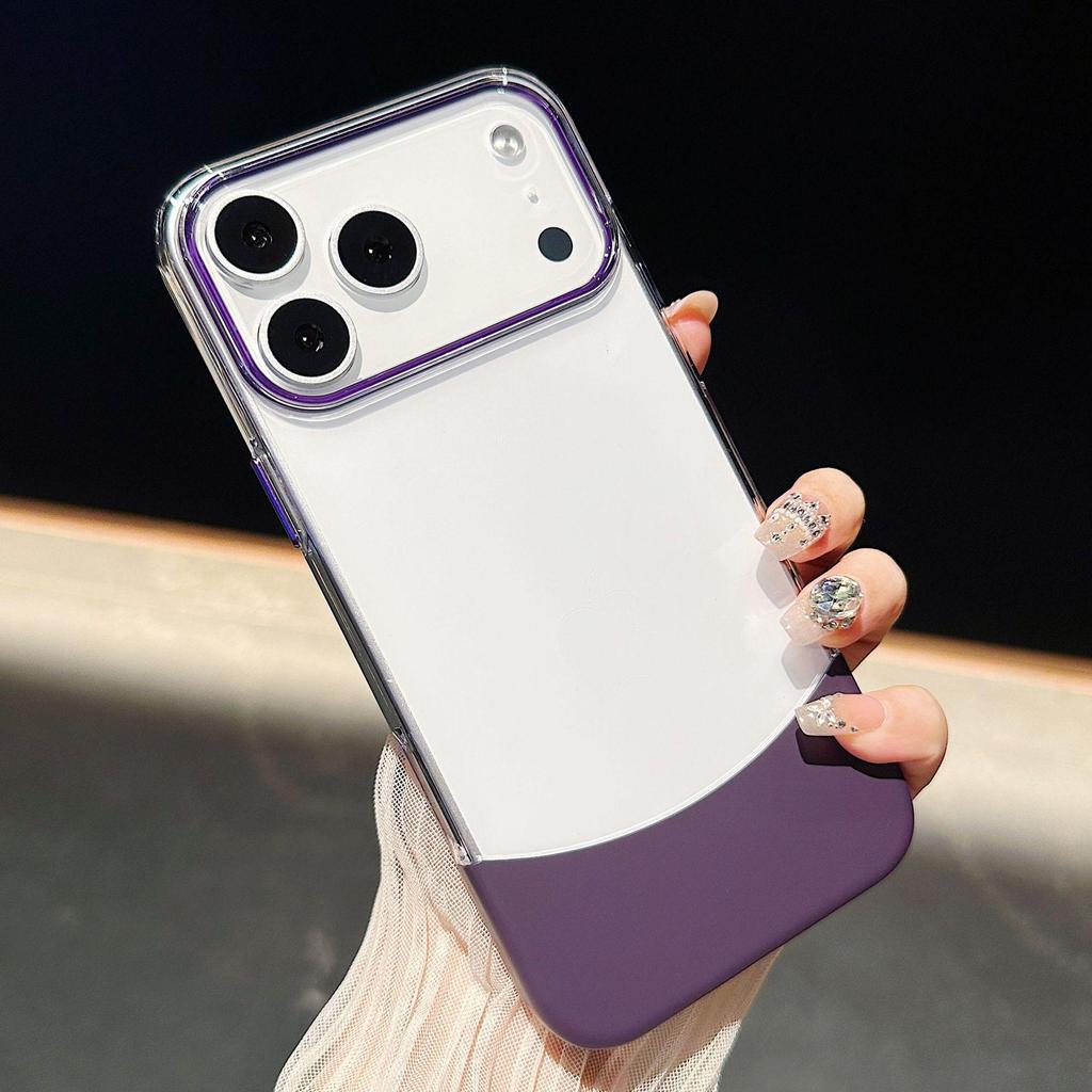 Creative Apple 17 ProMax iPhone16 Two-in-One Spliced Phone Case with Top/Bottom Inserts and iPhone14/15 Transparent Protection