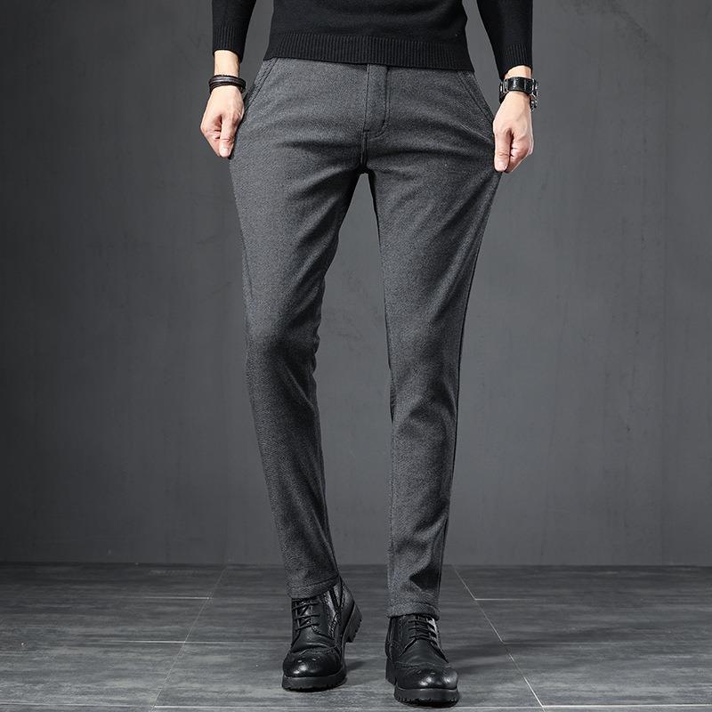 Autumn and Winter New Men's Casual Pants Loose Blue and Long Pants Men's Versatile Trend Solid Color Velvet Straight Pants