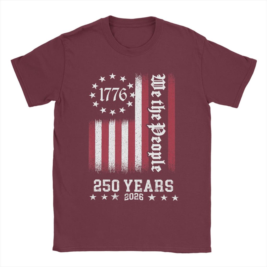 Vintage USA Flag 250th Anniversary Day T Shirt Summer  100 Cotton TShirts For Unisexs Leisure Pattern Tee Shirt Top Tees