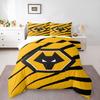 Wolves Yellow Black Hexagon Wolf Head Bedding Set (1 Duvet Cover, 2 Pillowcases, Duvet Not Included), Soccer Club Badge Art