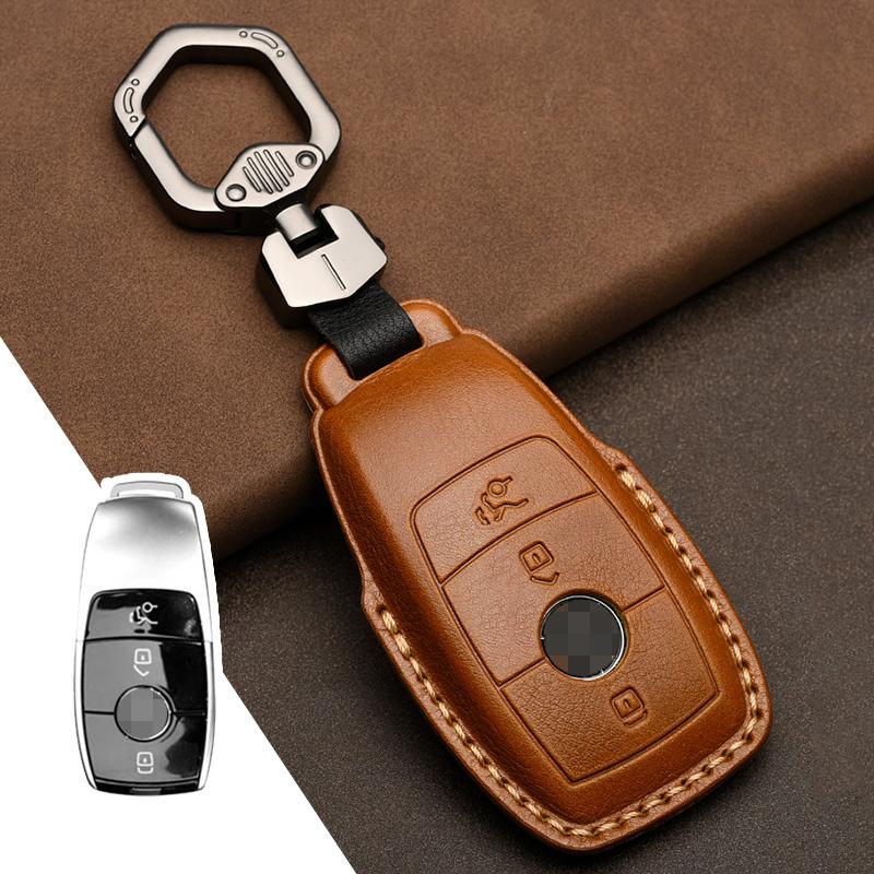 Genuine Leather Car Key Case Cover for Mercedes-Benz W203 W210 W211 Amg W204 C E S Cls Clk Cla Slk Classe Smart Car Keychain