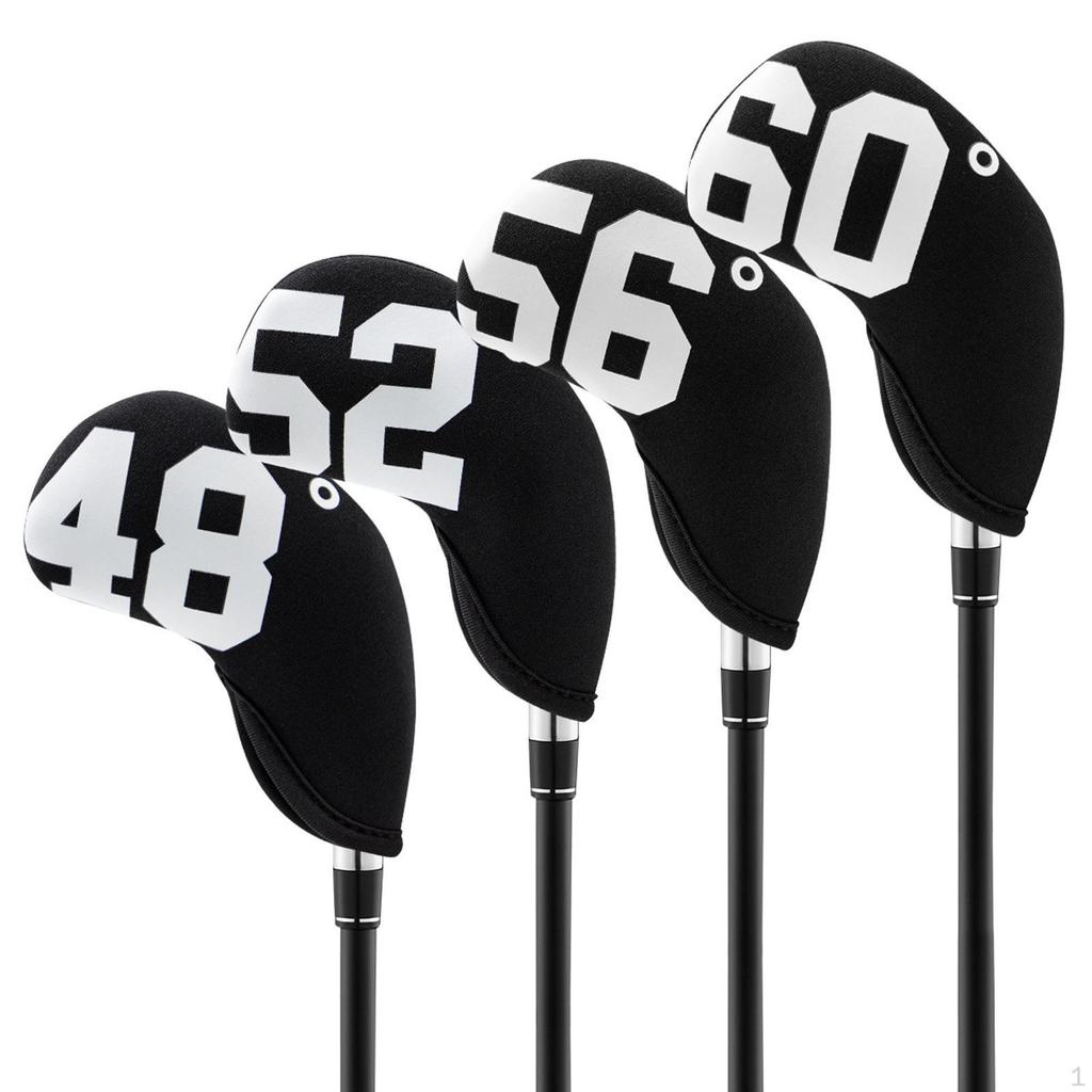 4x Waterproof Golf Iron Headcover 48°, 52°, 56°, 60°, Club Covers Sleeves Anti-Scratch ion Head