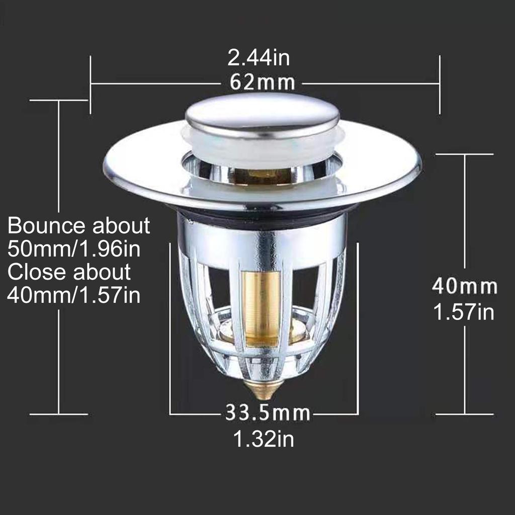 Tapón de drenaje con filtro de rebote para lavabo de baño universal F5T8
