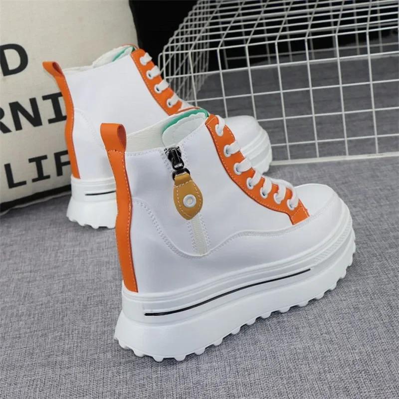 Fashion Fashion Color Matching Women's Autumn Winter Daddy Shoes Increase Height 10cm Casual Thick Bottom High-top Ins Women's Sneakers