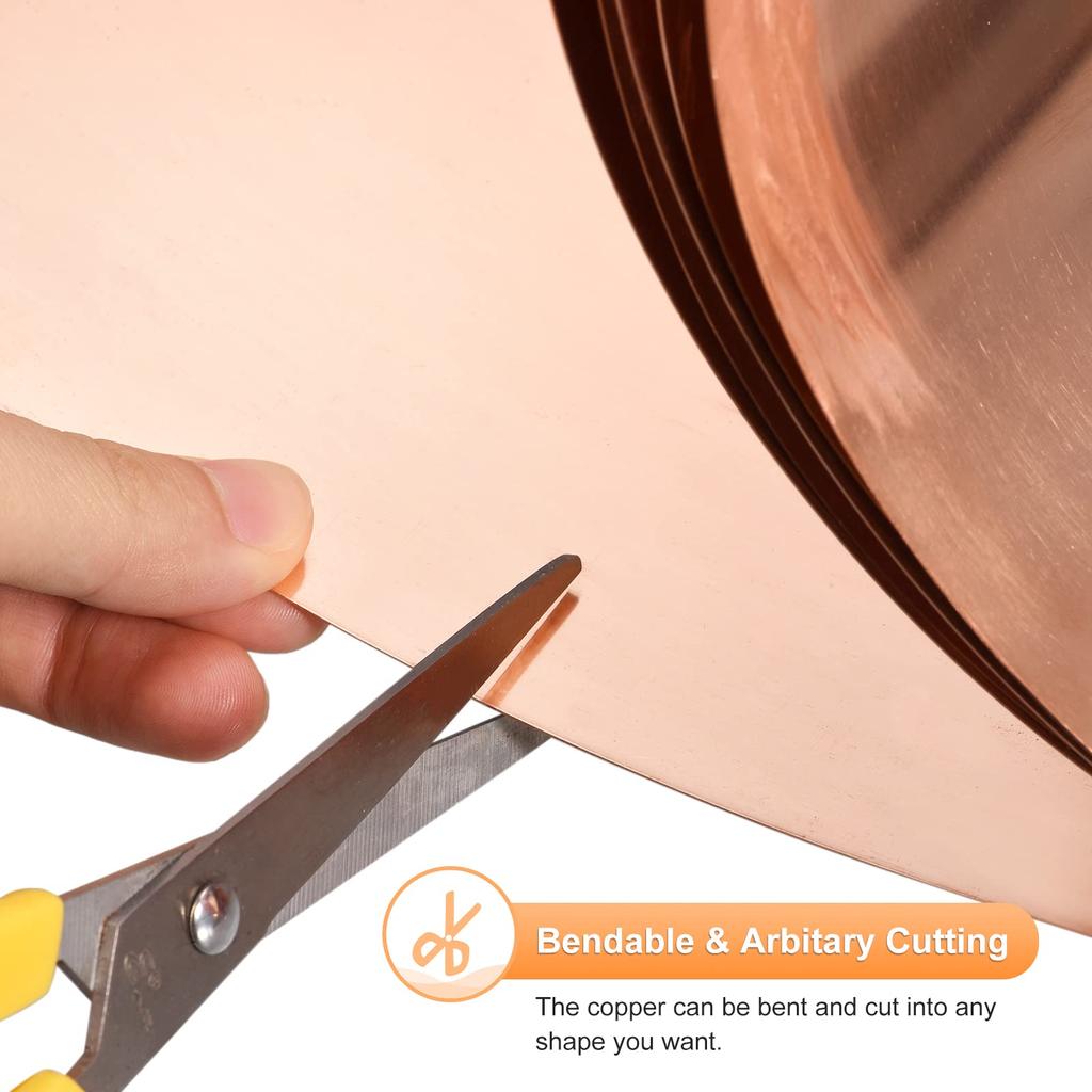 Uxcell Copper Sheet Roll, 3500mm X 300mm X 0.3mm, 99.9% Pure Copper Strip, Copper Flashing Metal Foil Plate for Electrical DIY Projects (Multiple