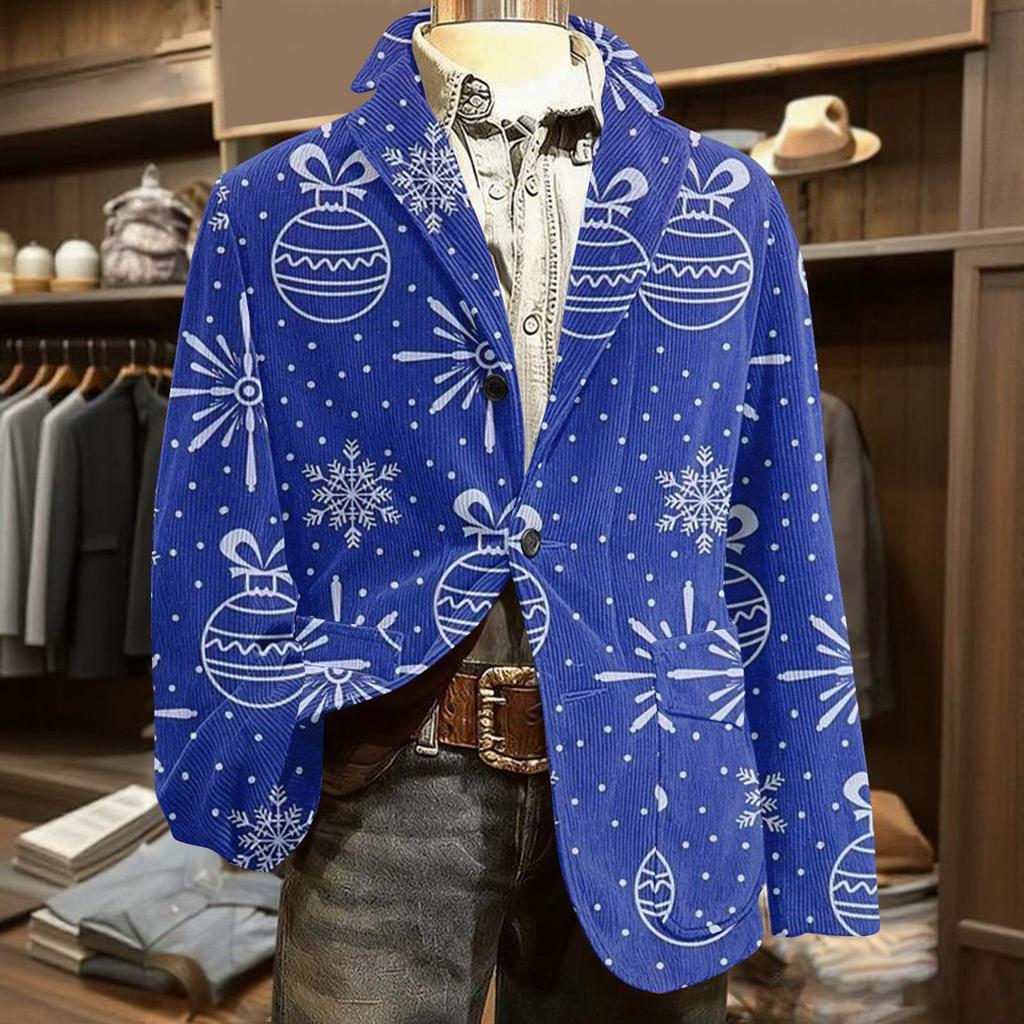 Męska brzydka świąteczna sztruksowa ciepła kieszonkowa marynarka kardigan męski casualowy garnitur