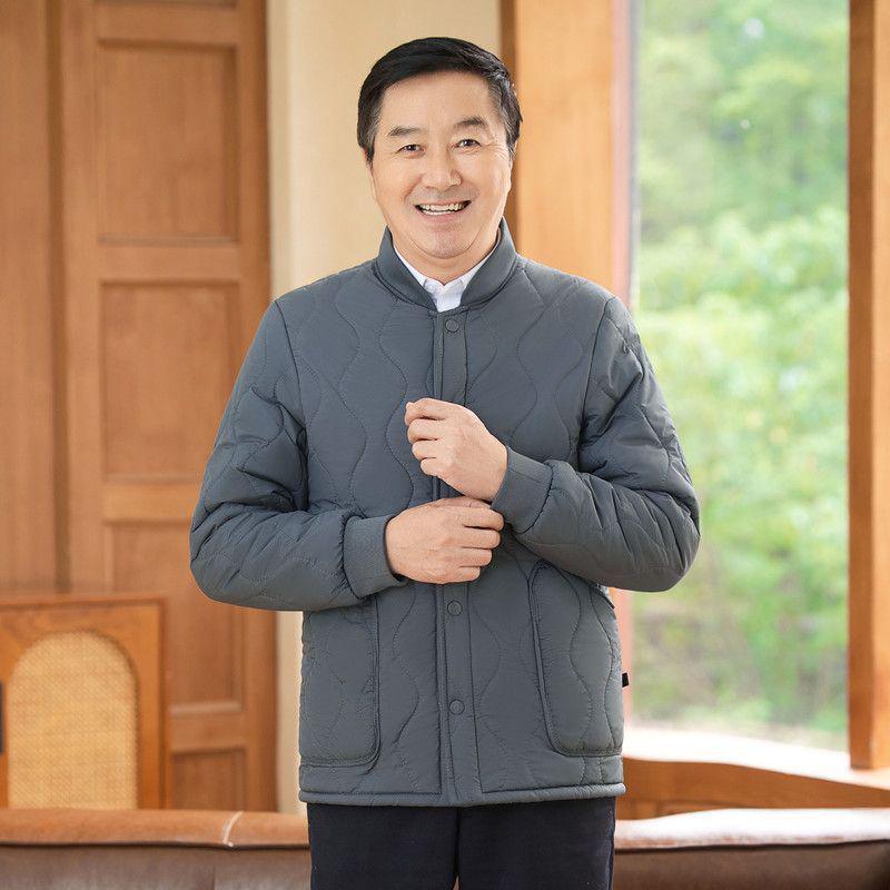 Men s Winter Fleece-Lined Cotton Jacket: Middle-Aged & Elderly Cold-Proof Loose Fit 2XL 120-135 jin