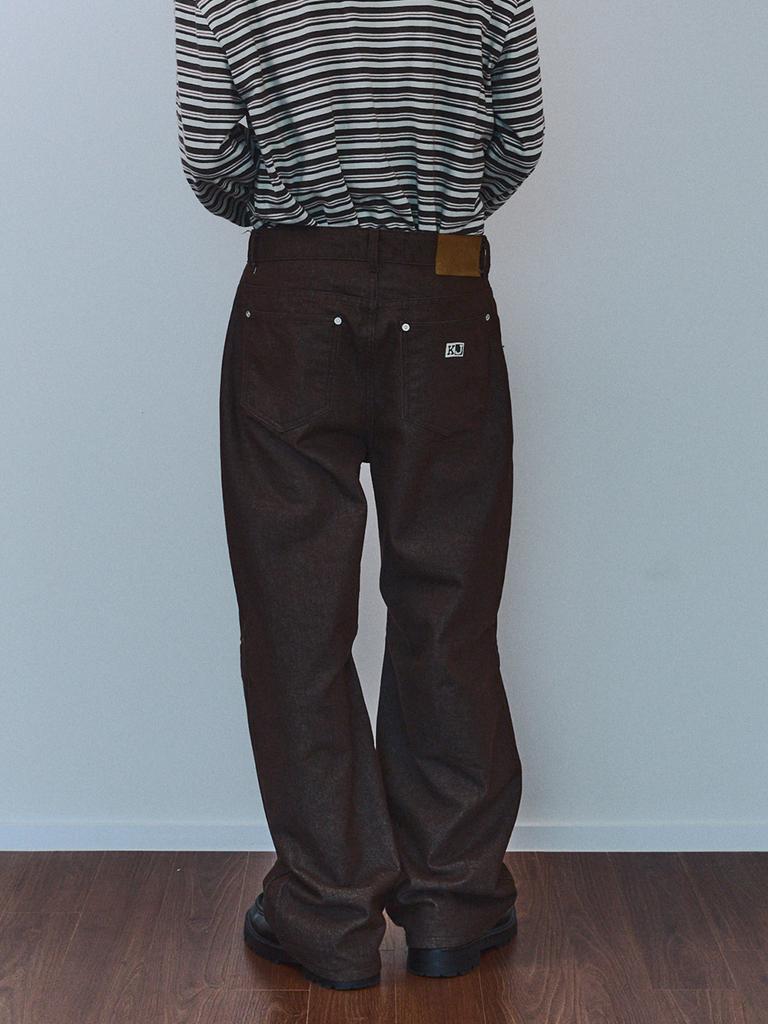Gijunmaen Structured Studded Raw Denim Brown