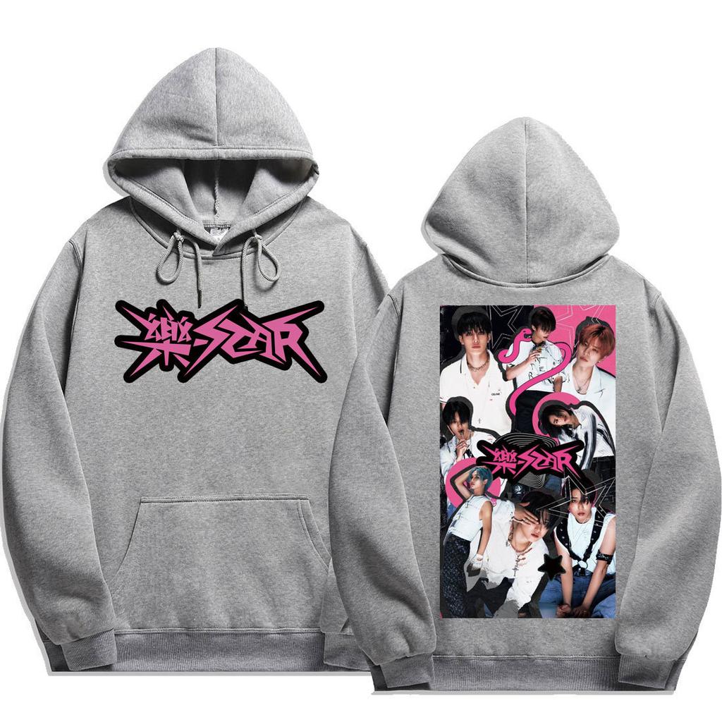 Stray Kids Rock-Star Album Double-Sided Graphic Print Hoodie Unisex Kpop Merch Casual Pullover Sweatshirt Member Photo Collage Streetwear Outerwear