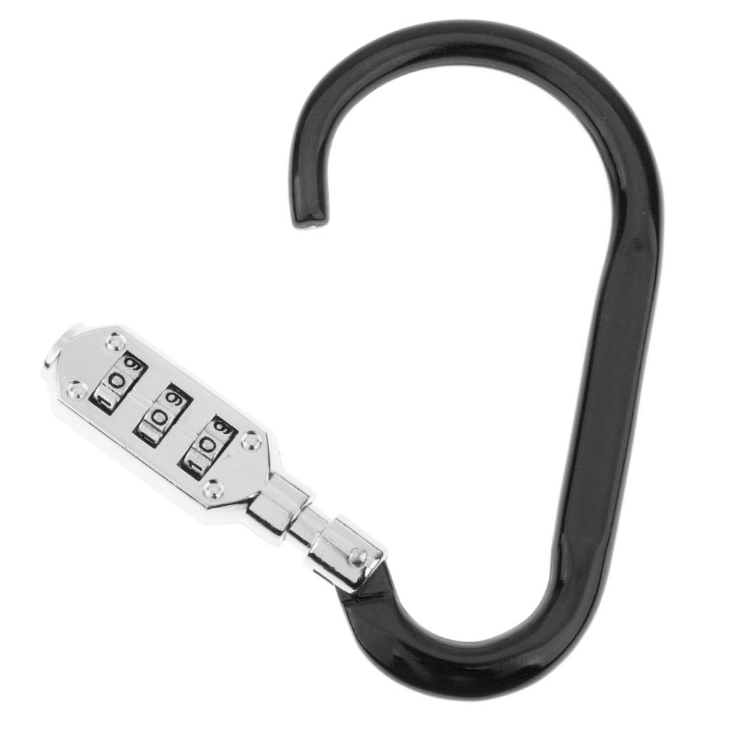 Buy Carabiner Hook Buckle Clip Keychain with 3 Digits Combination Lock