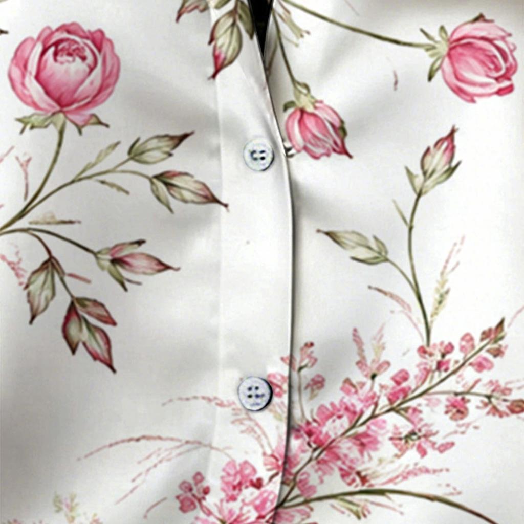 Romantic Pink Rose Floral Printed Long-sleeved Shirt - Women's Casual Collar Buttoned Shirt, Stylish for Daily Wear