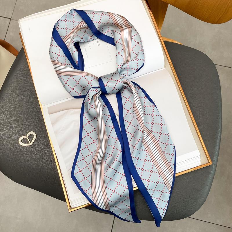 Luxury Long Silk Scarf Female Floarl Print Thin Narrow Scarf Bag Hair Band Ribbon Scarfs Women Neckerchief 15*150cm