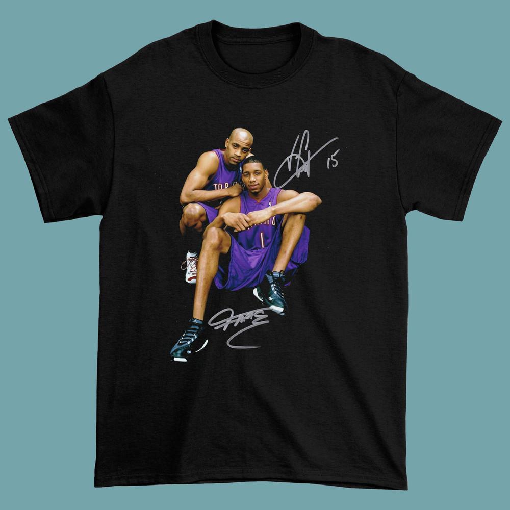 Трейси МакГрэди Винс Картер Подписанная Футболка Черная Хлопковая Футболка JJ3922 Унисекс Футболка XXXXL