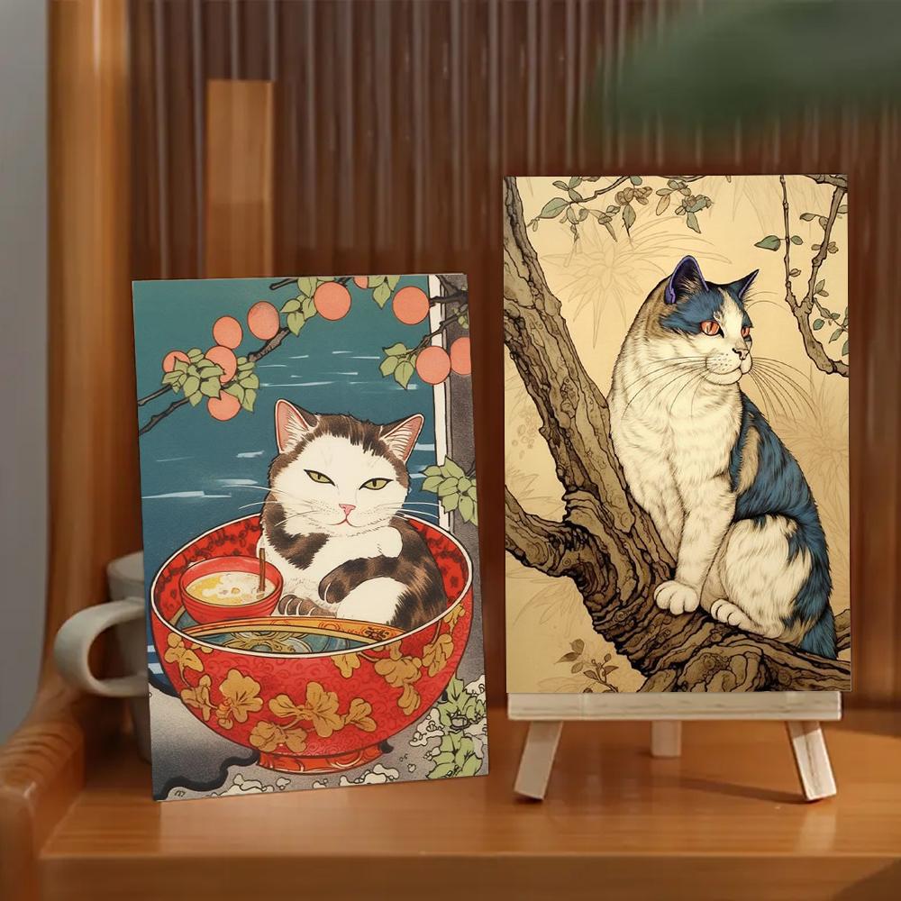 32 Pieces, Japanese-style Cat Postcard Set, Birthday/anniversary Gifts, Collectibles, Suitable for Gifting, and Mailable.